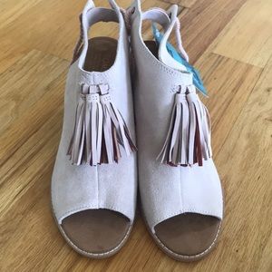 blush suede tassel women's elba booties